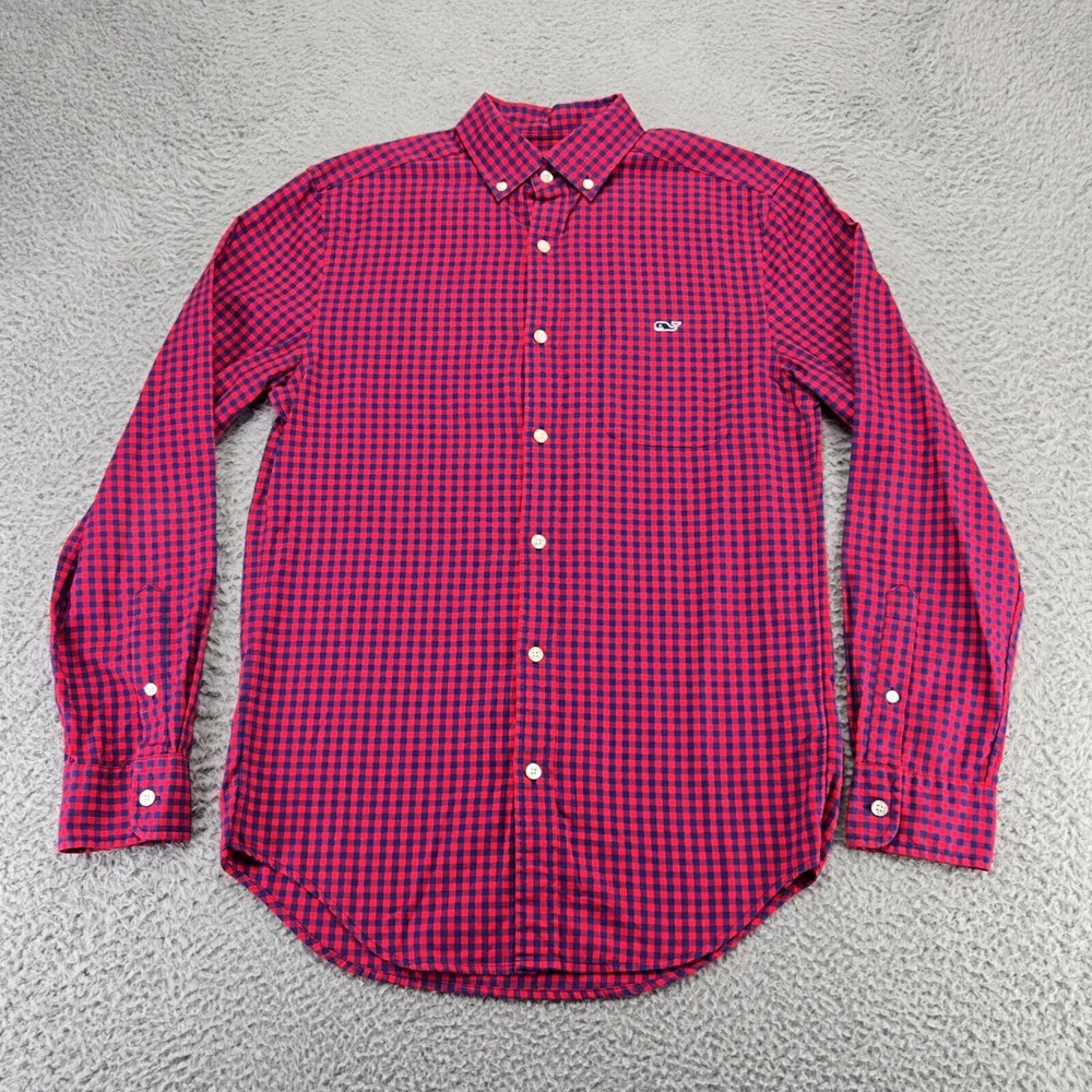 Vineyard Vines Shirt Mens XS Red Plaid Check Classic Fit Tucker Long Sleeve